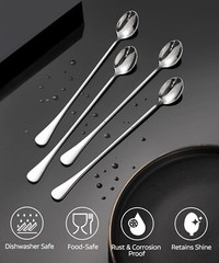 9.5-Inch Long Handle Spoon, Ice Tea Spoons, Ice Cream Spoon, Long Coffee Spoons,