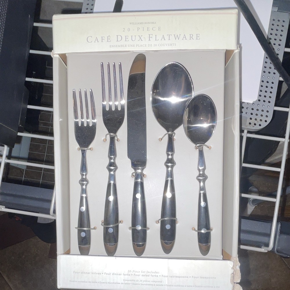 Williams-Sonoma Cafe Deux 20pc Stainless Flatware Set Bakelite Handle Service 4