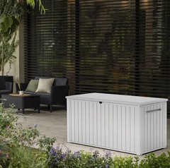 Keter 170 Gal. Resin Deck Box Large Indoor/Outdoor Storage, White