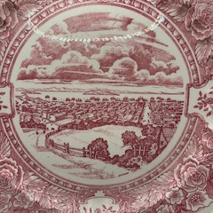 Vernon Ware Early Days California Red Transferware 14in Platter San Francisco