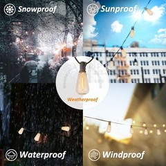 50FT – 500FT LED Outdoor String Lights Dimmable Waterproof ST38 LED Patio Lights