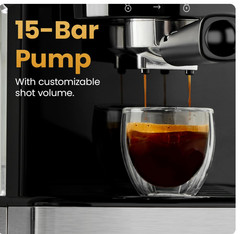 Chefman CraftBrew Espresso Machine, 15-Bar Pump Digital Espresso Maker w/Steam W