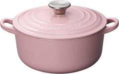 Le Creuset Signature Cocotte Ronde 18cm Chiffon Pink Enamel Iron Silver Knob New