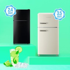 2.4 Cu.Ft Double Door Mini Fridge with Freezer Black