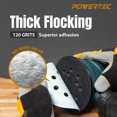 POWERTEC 5 Inch 8-Hole Hook and Loop Diamond Shaped Sanding Disc, 50PK, 120 Grit