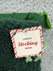 Sherpa Fleece Christmas Stockings Set 4 Bows Red Green White Large Cozy Decor