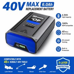 40V 6.0Ah Replacement Lithium Battery for Kobalt KB540-06 KB440-06 KB440-03 40V