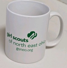 Girl Scouts Of Northeast Ohio Coffee Mug Cup Green Logo State Of Ohio Mug