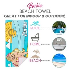 Barbie Super Soft Cotton Kids Bath/Pool/Beach Towel, 58 in x 28 in