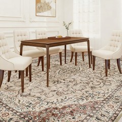 4×6 ft Classic Floral Machine Washable Area Rug, Non-Slip Brown Indoor Rug