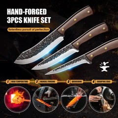 3 Pcs Boning Knives Set Butcher Knife Slaughter Knife High Carbon Steel Cleaver