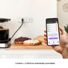 15 Amp Smart Wi-Fi Bluetooth Indoor USB Plug Timer with 2-Outlets, USB Type-A an