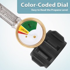 6FT Braided Propane Hose Adapter with Gauge 1lb to 5-20lb Tank