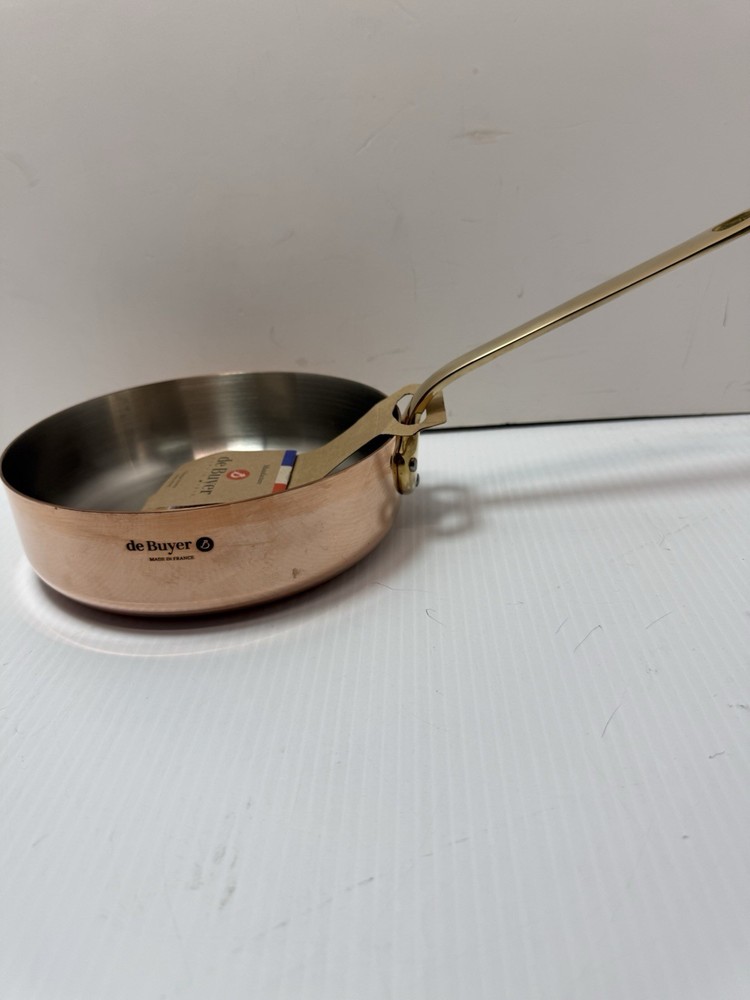 De Buyer Inocuivre Service 8 In Copper Sauté Pan W Brass Handle New 2.5 In H