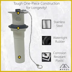 1-1/4 in. x 6 in. Stainless Steel Covered Sink Drain with Tailpiece and Stopper