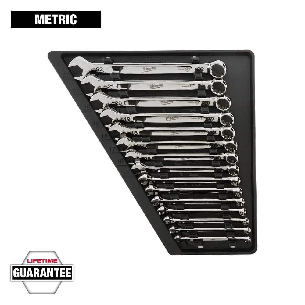 Milwaukee Combination Metric Wrench Mechanics Tool Set (15-Piece)