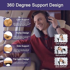 Napfun Travel Pillow Neck Support Memory Foam Gray Comfortable
