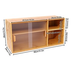 Kitchen Pantry Cabinet, Wall Mount or Countertop Sideboard with Glass Doors,