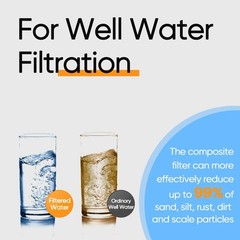 PUREPLUS 1-Stage Whole House Water Filter,with Universal Housin,for Well Water