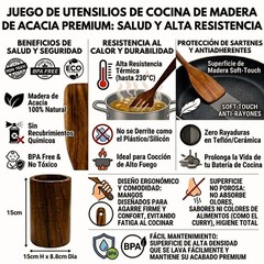 Premium 11pcs Acacia Wood Kitchen Utensil Set – Natural & Non-Stick Safe Cooking