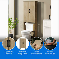 Mainstays Ardent Over-the-Toilet Bathroom Storage Cabinet, Euro Oak