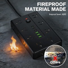 Power Strip Surge Protector with 16 Outlets 3 USB A and 3 USB C Ports Flat Plug