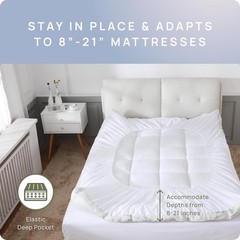 Cooling Bamboo Mattress Topper for Back Pain Relief,8-20″Deep Pocket for Bedroom