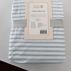 3 Piece Twin Size Bed Sheet Set Pin Stripe Pattern Ultra Soft Easy Care