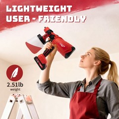 With 2 Batteries High Pressure Cordless Paint Sprayer Electric HVLP Spray Gun.