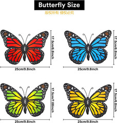 Metal Butterfly Wall Outdoor Decor, 4 Pack 9.8In Metal Butterflies Wall Art Scul