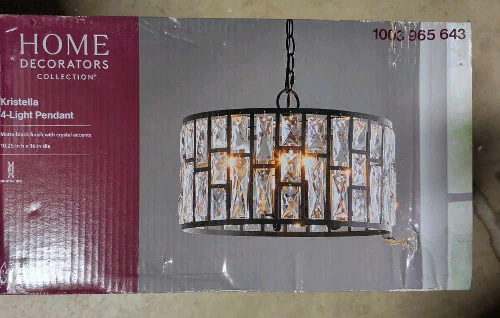 Home Decorators Collection Kristella 4-Light Black Crystal Chandelier