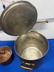 Williams Sonoma Mauviel Copper Stock Pot 12Qt & 2qt Sauce Pan Both With Lids!!