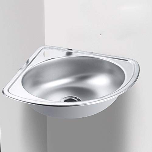 Stainless Steel Small Wall Mount Corner Bathroom Sink With Overflow Triangle