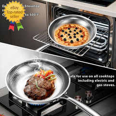 Titanium Non-Stick Frying Pan with Lid, 8, 10, and 12 Inch Hammered Nonstick