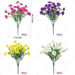 Bassion Artificial Flowers for Outdoors,20 Bundles Silk Fake FlowersUV Resistant