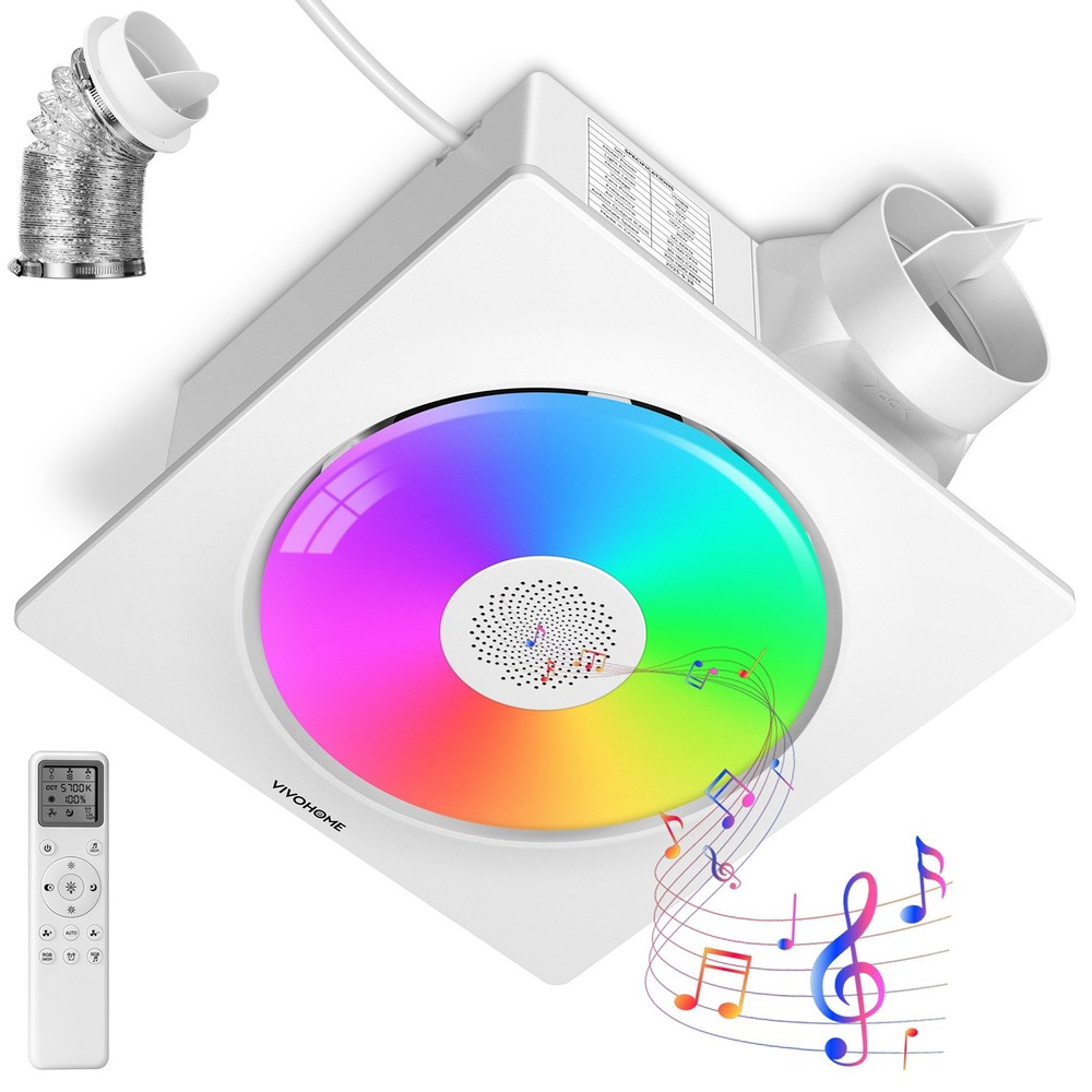 AutoFlow Bathroom Exhaust Fan with RGB Light & Humidity Sensor (30-110-160CFM)