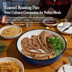 Round Enamel Baking Pan Set of 3 – High Heat Resistant Roaster for Turkey