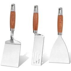 Stainless Steel Spatula Set of 3, Metal Spatulas for Cast Iron Silver