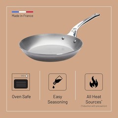 de Buyer MINERAL B Pro Carbon Steel Fry Pan – 11” Diameter, 8.3” Cooking Surface