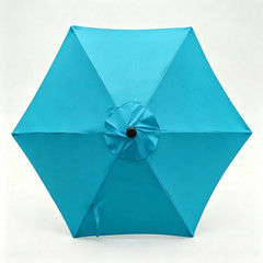 7.5 Ft Outdoor Market Patio Umbrella with Crank, 6 Ribs, Cyan