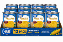 Great Value Canned Cream Style Sweet Corn, 14.75 oz Aluminum Can, 12 Pack