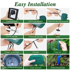 50FT Solar Automatic Drip Irrigation System Kit Plant Watering Timer Garden