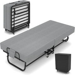 Adults Folding Guest Bed Heavy Duty Portable Bed Sleeping Cot with 6cm Mattress