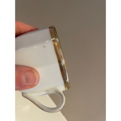 Old Paris White and Gold Porcelain Teacups and Saucers, Set of 6
