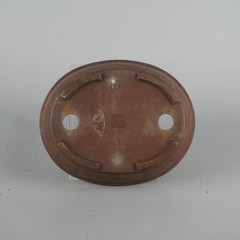 Shohin Bonsai Pot Shibakatsu Unglazed Brown Oval 15.3cm 6.02in Tokoname Vintage