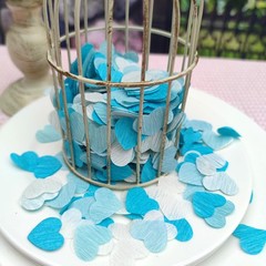 1 inch Heart Confetti 1000 Count Blue White for Baby Shower Birthday Table