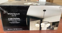NEW SEALED 24.25in Monteaux 6-Light Black&Gold Hanging Pendant Light C12