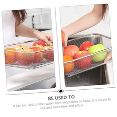 Stainless Steel Fine Mesh Shallow Drain Basket Sieve 13.4×9.8 In