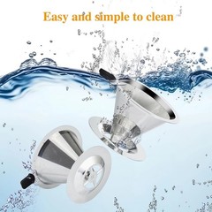 Stainless Steel Coffee Dripper 1-2 Cup Capacity Filter Prevents Coffee Grounds