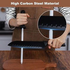 12 Inches Knife Sharpening Steel Rod, High Carbon Steel Honing Rod with 9 Inches